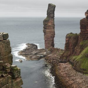 The Old Man of Hoy, a towering stone stack on the coast of Hoy.